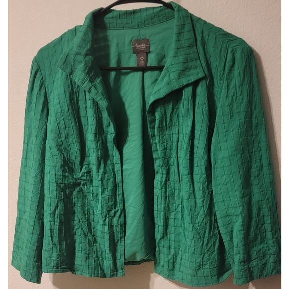 Travelers Collection - Jacket - size 0 (small) Regular Green Open Front - Picture 1 of 8
